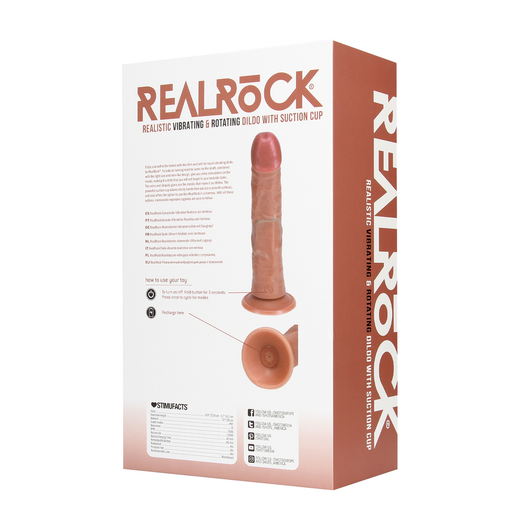 Ultra Realistic Skin - Vibrerende en Rotating Regular Curved Cock - 8 / 20,5 cm - Tan