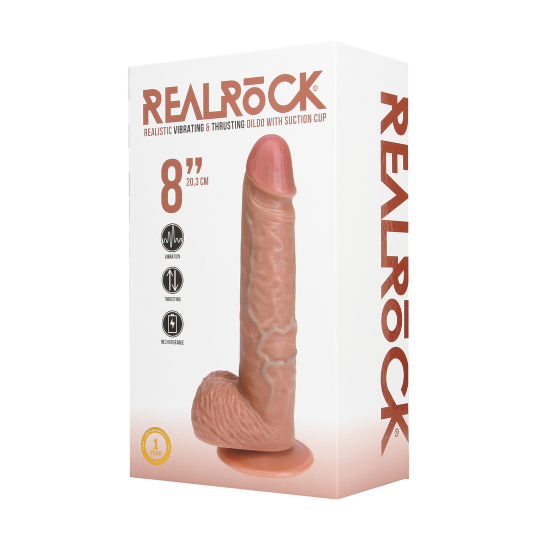 Ultra Realistic Skin - Vibrerende en Duwende Rechte Penis met Ballen - 8 / 20,5 cm - Tan