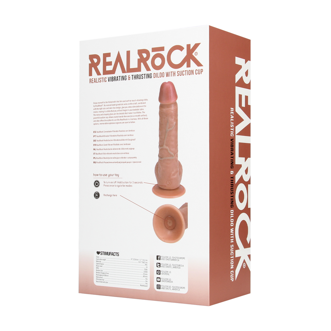 Ultra Realistic Skin - Vibrerende en Duwende Rechte Penis met Ballen - 8 / 20,5 cm - Tan