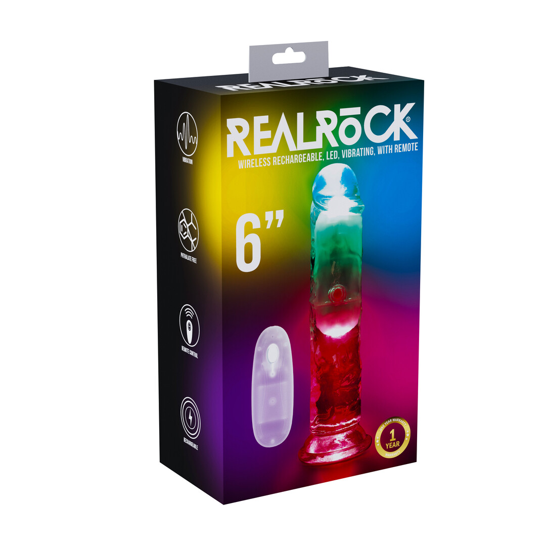 RealRock - LED Vibrerende Rechte Penis - 6 / 15 cm - Transparant