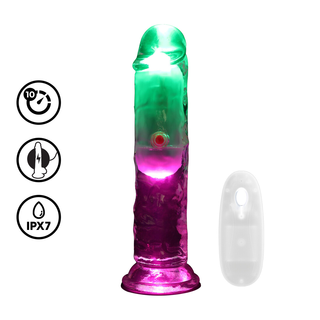 RealRock - LED Vibrerende Rechte Penis - 6 / 15 cm - Transparant