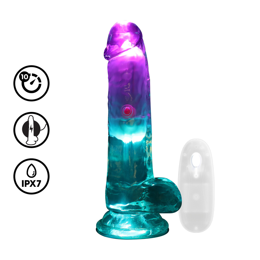 RealRock - LED Vibrerende Rechte Penis met Ballen - 6 / 15 cm - Transparant