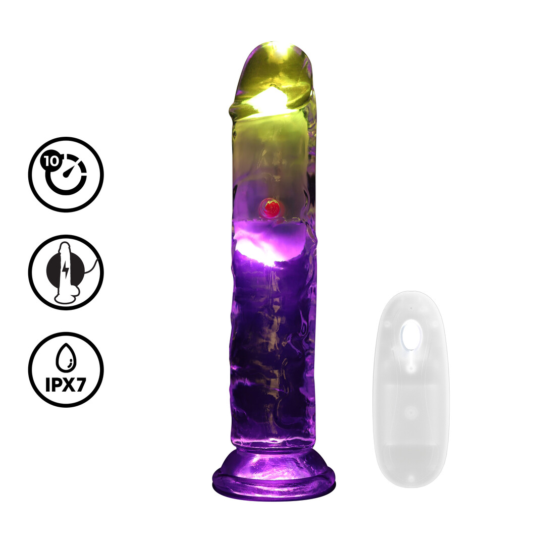 RealRock - LED Vibrerende Rechte Penis - 7 / 18 cm - Transparant