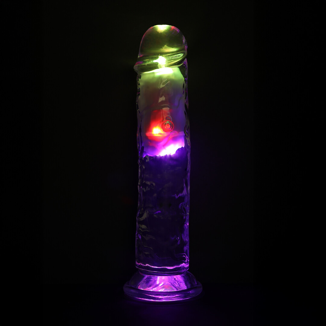 RealRock - LED Vibrerende Rechte Penis - 8 / 20 cm - Transparant