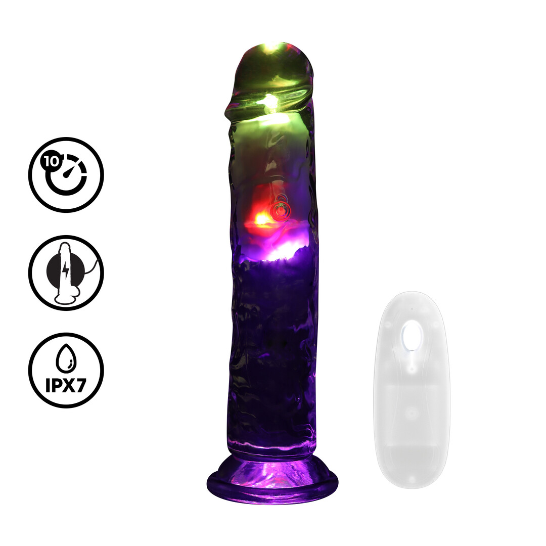 RealRock - LED Vibrerende Rechte Penis - 8 / 20 cm - Transparant
