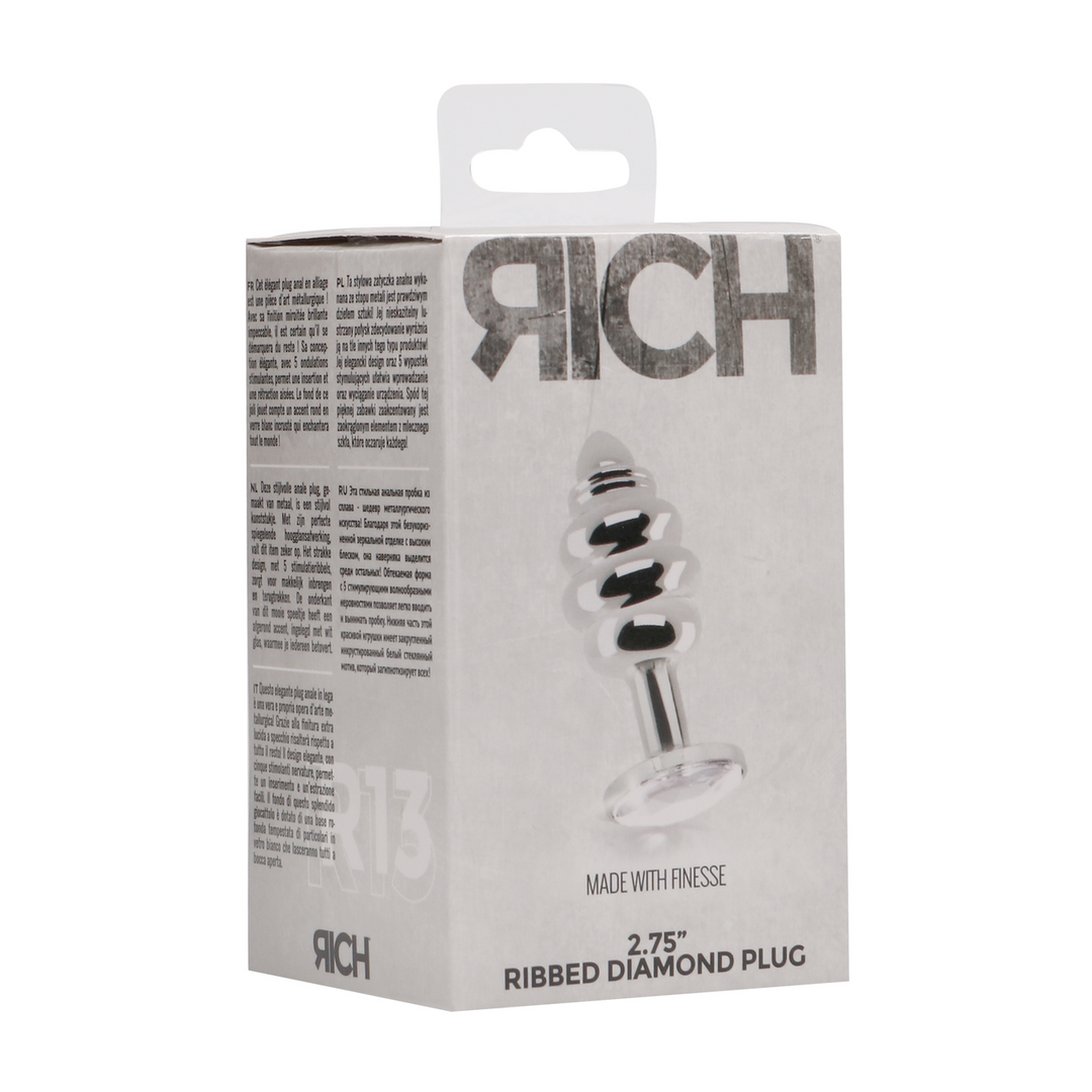 Rich - Ribbed Diamond Plug - 2.8 / 7 cm - Silver