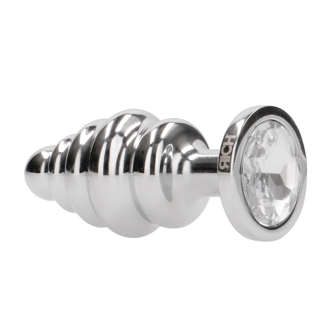 Rich - Ribbed Diamond Plug - 2.8 / 7 cm - Silver