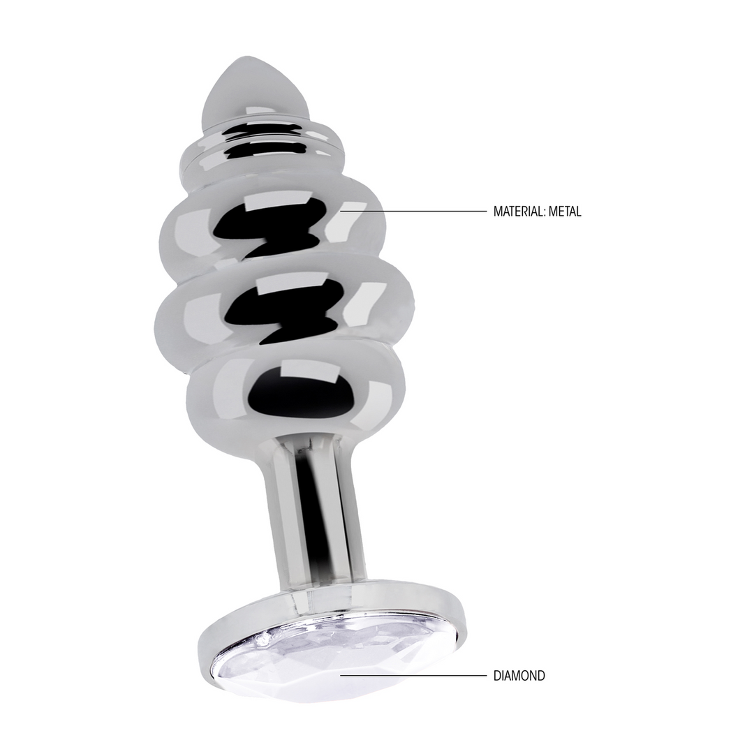 Rich - Ribbed Diamond Plug - 2.8 / 7 cm - Silver