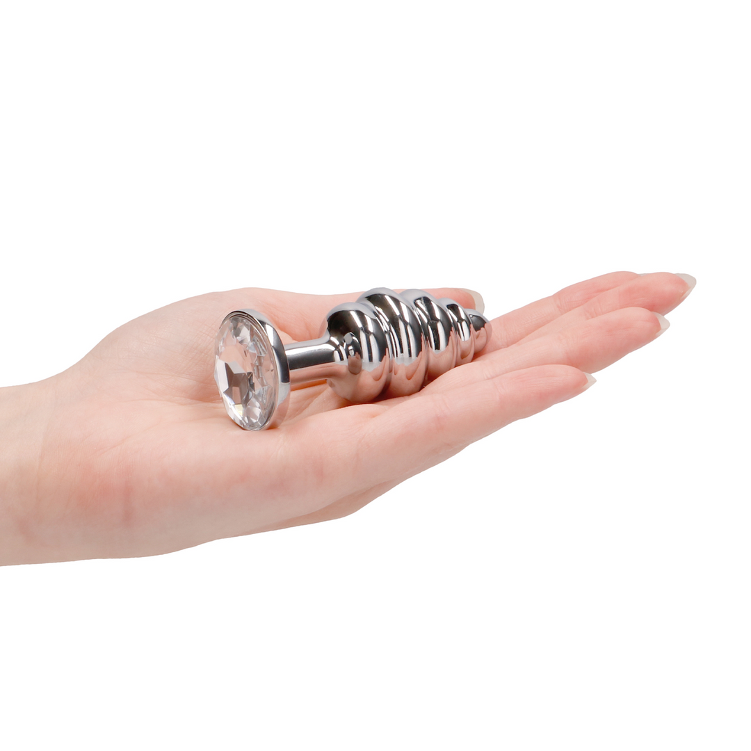 Rich - Ribbed Diamond Plug - 2.8 / 7 cm - Silver