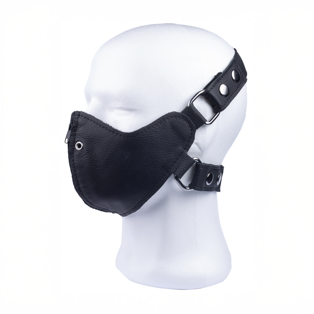 Leren Masker met Rits - Zwart
