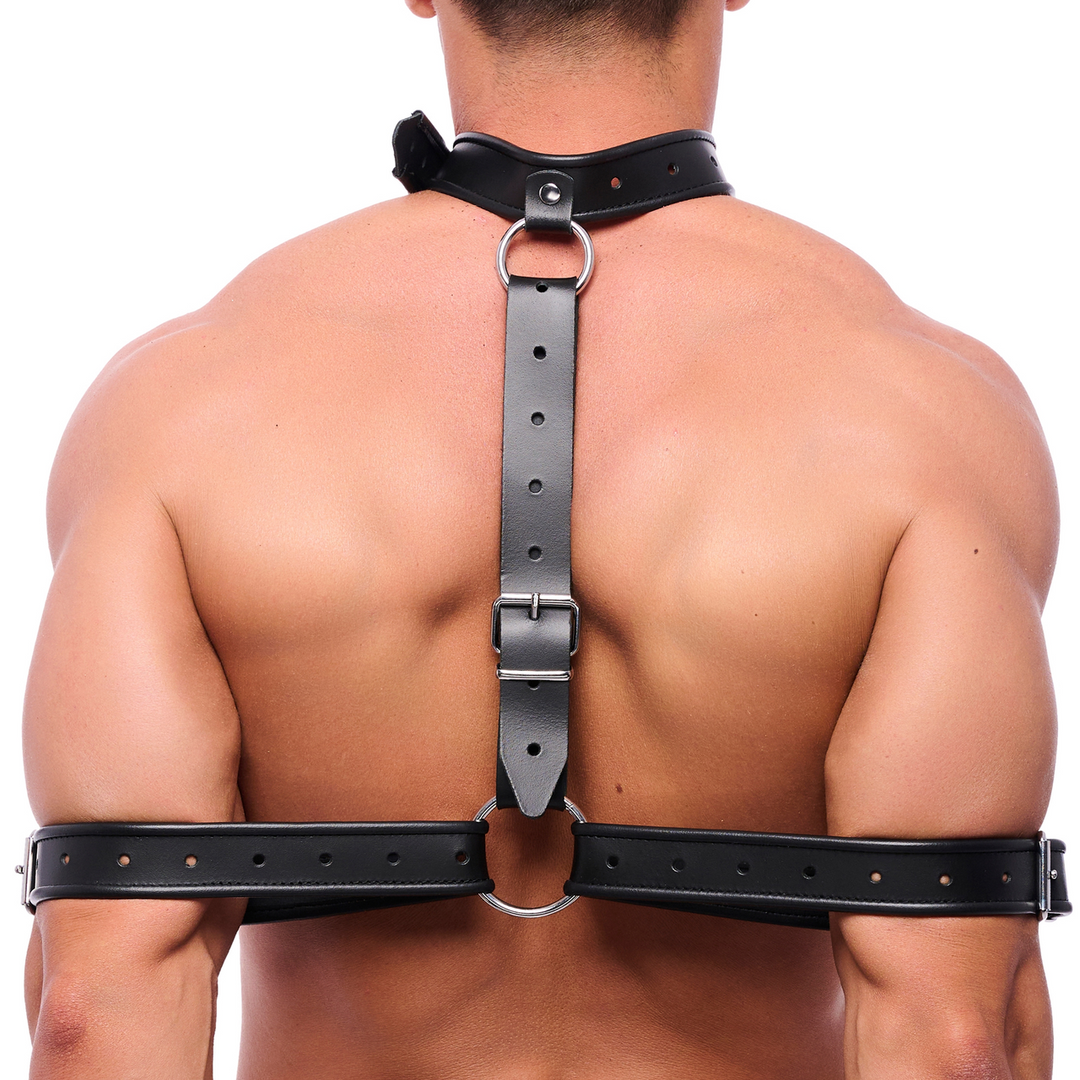 Leren Arm Bondage Ketting - Zwart