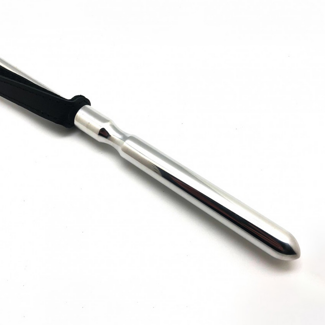 Zweep - Metaal en Leer - 52 cm - Zwart/Zilver