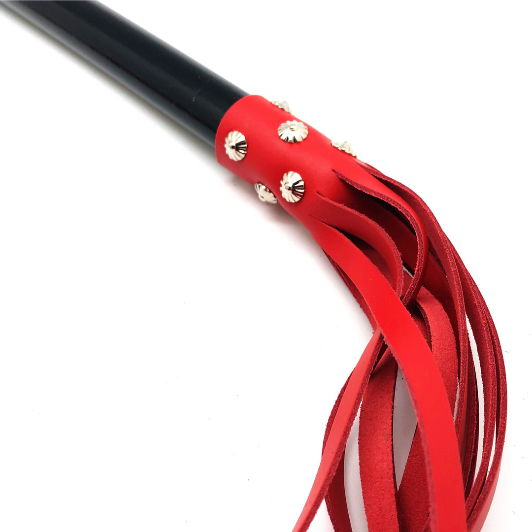 Houten Martinet met Leren Touwen - 78 cm - Rood