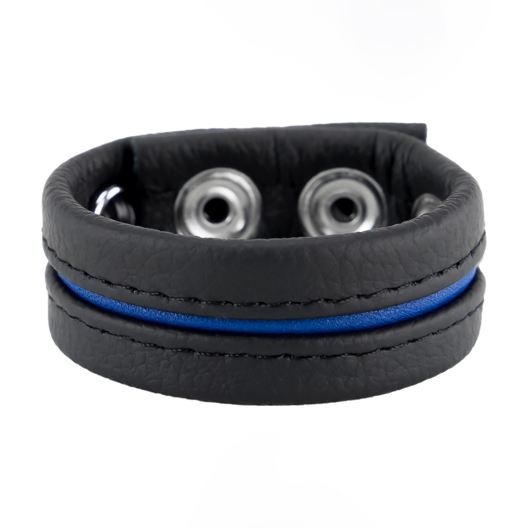 Verstelbare Leren Cockring - Blauw