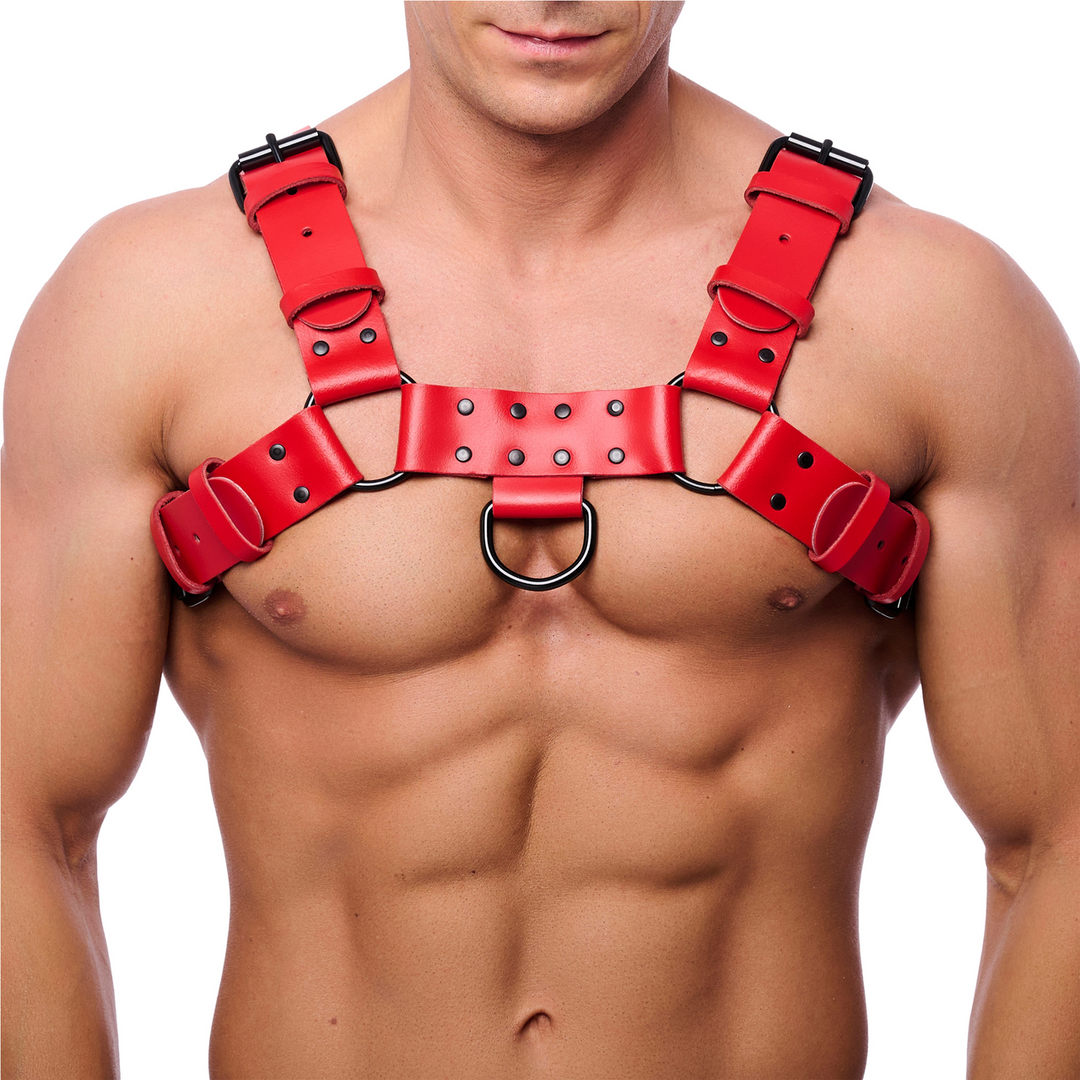 Bulldog Leren Harnas - S/M - Rood